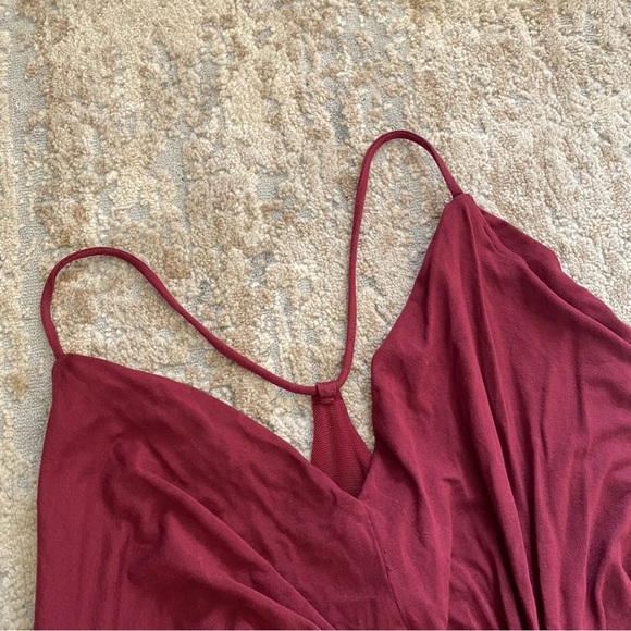 Moulinette Soeurs Willa Jersey Knit Jumpsuit Burgundy Red Racer Back Wide Leg: L - Picture 5 of 13